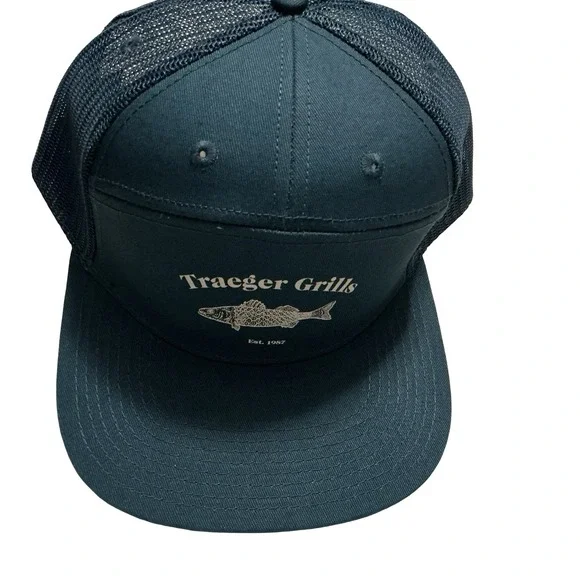 Traeger Pellet Grills Pukka Teal Hat Snapback‎ Cap RARE Fish - Picture 6 of 11